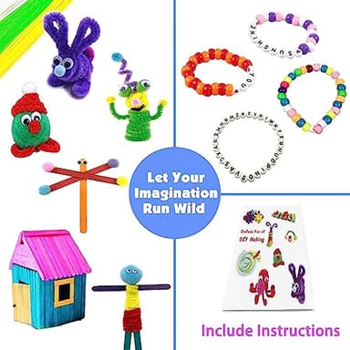 VLUSSO 3000Pcs Arts and Crafts Supplies for Kids Girls 8-12 Craft Kit with Pipe Cleaners Beads Crafts for Kids DIY School Supplies Set Crafting Box for Girls Boys Age 4-6, 6-8, 8-12 Years Gifts - Image 5