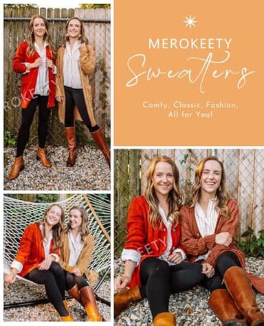 MEROKEETY Women's 2025 Fall Long Sleeve Cable Knit Cardigan Sweater Open Front Button Loose Outerwear Rust - Image 8