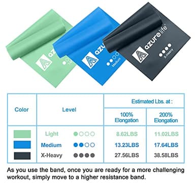 A AZURELIFE Resistance Bands,Professional Long Non-Latex Elastic Stretch Bands,Exercise Bands for Physical Therapy, Yoga, Pilates, Rehab, at-Home or The Gym Workouts, Strength Training - Image 5