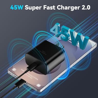 45W Super Fast Charger USB Type C Charger Cord 6.6FT with Android Phone Charger Fast Charging Block for Samsung Galaxy S25/S25 Ultra/S25+/S24 Ultra/S24/S24+/S23 Ultra/S23/S22/S20/S21/Note 20/Note 10 - Image 2