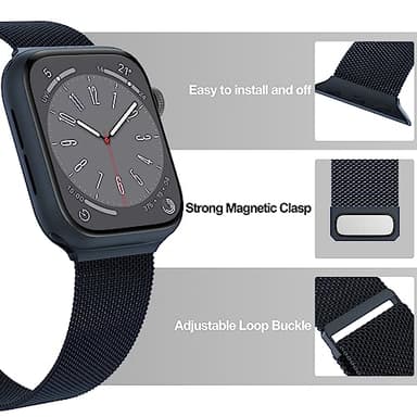 EPULY Compatible with Apple Watch Band 38mm 40mm 41mm 42mm Series 10 11, Stainless Steel Mesh Loop Magnetic Clasp Bands for iWatch Series 9 8 7 6 5 4 SE3 2 Women Men - 42/41/40/38mm Midnight - Image 5