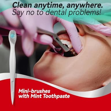 cleaings® Mini Brushes-Disposable Toothbrushes with Toothpaste and Pick for Work or Travel, 24 Count (Mint Flavor(Pack of 1)) - Image 6