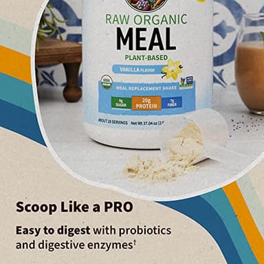 Garden of Life Meal Replacement Shakes, Raw Organic, Vanilla Protein Powder with Plant Based Pea Protein, Sprouts, Greens, Probiotics, Dairy Free 28 Servings - Image 4