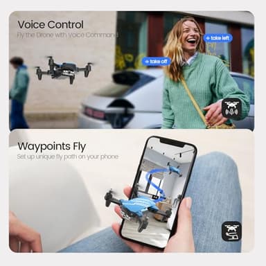 DEERC D20 Mini Drone with Camera for Kids, Remote Control Toys Gifts for Boys Girls with Voice Control, Gestures Selfie, Altitude Hold, Gravity Control, One Key Start, 3D Flips 2 Batteries, Blue - Image 3