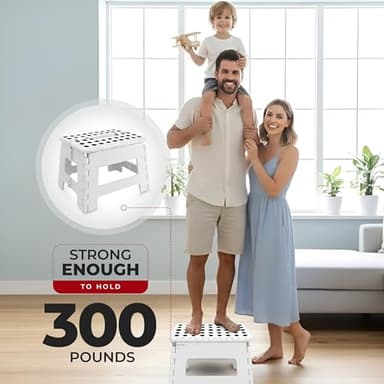 Utopia Home Folding Step Stool - (Pack of 1) Foot Stool with 9 Inch Height - Holds Up to 300 lbs - Lightweight Plastic Foldable Step Stool for Kitchen, Bathroom & Living Room (White) - Image 5