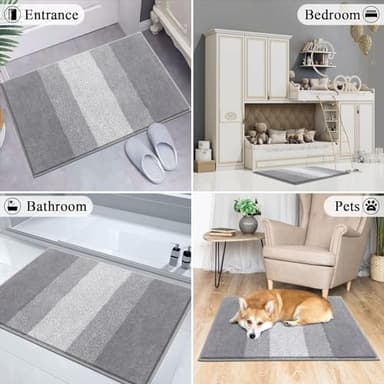 Vaukki Indoor Doormat Entryway Door Mat, Non Slip Absorbent Mud Trapper Mat Inside Floor Mat, Washable Door Carpet for Entryway (20''x32'', Light Grey) - Image 4