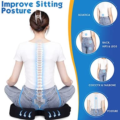 TushGuard Seat Cushion for Office Chair Memory Foam Non-Slip Desk Seat Cushion Back, Coccyx, Sciatica, Tailbone Pain Relief Butt Pillow for Office Chair, Car, Wheelchair, Black - Image 5