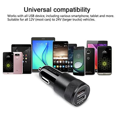 Fast Car Charger, Quick Charging 5.4A/30W Phone USB Adapter Rapid Plug 2 Port Cigarette Lighter Auto Charger Flush Compatible Samsung, Tablet, iPhone, iPad, LG, Automobile - Image 7