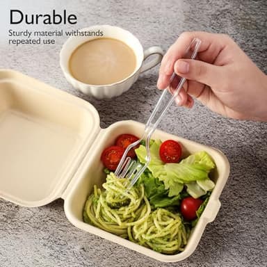300 Count Heavy Duty Clear Plastic Silverware, Disposable Plastic Utensils Set, 100 Forks, 100 Spoons, 100 Knives, BPA-Free Heat Resistant Durable Plastic Cutlery Set for Party - Image 3
