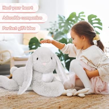 MaoGoLan 4Pcs Large Bunny Stuffed Animal with 3 Babies Inside, 24" Giant Easter Bunny Plush Toys, Soft and Cuddly Gray Stuffed Rabbit Gift for Kids,Girls,Boys,Teens - Image 8