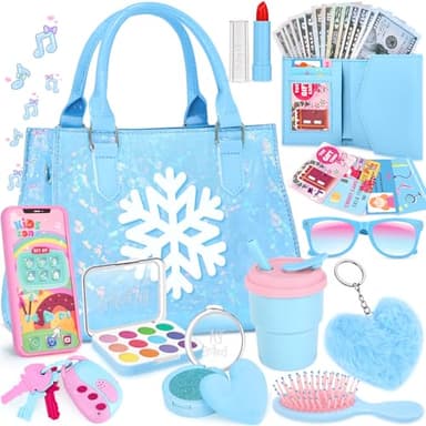 Little Girl Purse, Frozen Toys for Girls Gifts, Toddler Purse Play Makeup, Pretend Makeup for Toddlers, Girl Gifts Frozen Purse, Birthday Christmas Princess Gifts Toys for 3 4 5 6 7 8 Year Old - Image 1
