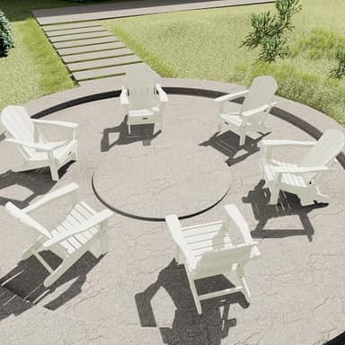 SERWALL Adirondack Chair - Folding Adirondack Chairs HIPS Outdoor Chairs Set of 6 Weather Resistant- White - Image 1