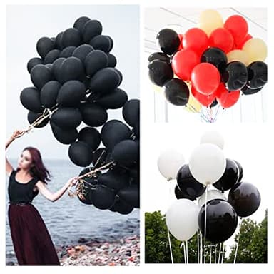 100pcs Black and White Balloons 12 Inch Thickened Latex Balloons for Birthday Wedding Graduation Party Decorations (Black White balloon) - Image 7