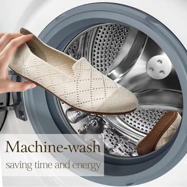 poemlady Women’s Ballet Flat Shoes Dress Knit Round Toe Slip On Ballerina Walking Flats for Woman Low Wedge Casual Comfort Soft - Image 4