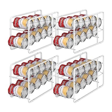 MOOACE 4 Pack Can Dispenser Rack, Stackable Can Storage Organizer Holder for Canned food Kitchen Cabinet Pantry Countertop, White - Image 1