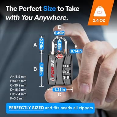 Forge TSA Luggage Combination Lock - Open Alert Indicator, Easy Read Dials, Alloy Body- Ideal for Travel, Lockers, Bags (Black 4PK) - Image 4