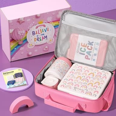 Fimibuke Kids Bento Snack Lunch Box with 4 Compartment, Insulated lunch Bag, Stainless Steel Vacuum Thermos Food Jar, Ice Pack, Utensils Set, Birthday Gift for Age 3-12 Back to School Toddler Girl Boy - Image 4