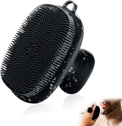 VWMYQ Face Scrubber, Silicone Face Scrubber for Men Facial Cleansing Brush Silicone Face Wash Brush Manual Waterproof Cleansing Skin Care Face Brushes for Exfoliating- Black - Image 1