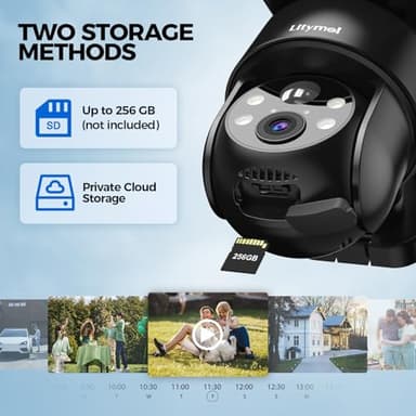 LITYMOL Solar Security Cameras Wireless Outdoor, 2K 360° View Cameras for Home Security, Color Night Vision, AI & PIR Motion Detection, 2-Way Audio, Spotlight Siren Alarm, IP65, SD/Cloud Storage - Image 7