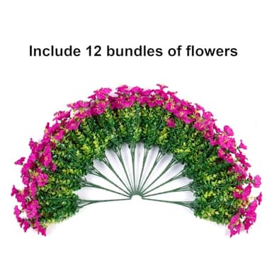 HyeFlora Artificial Flowers for Outdoors Fake Plants, 12 Bundles Faux Fuchsia Morning Glory UV Resistant Look Real Silk Flowers for Outside Planter Front Door Porch Patio Yard Fall Autumn Decoration - Image 4