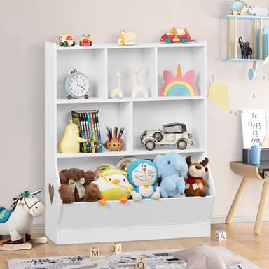 Lerliuo Kids Toy Storage Organizer, 3 Tier Children Small Bookcase and Bookshelf, Toddler 7 Cubby Toy Storage Cabinet, Toy Shelf for Playroom, Bedroom, Living Room, Nursery, School 29.53'' H (White) - Image 6