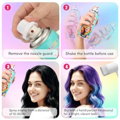 Purple Hair Spray Temporary Hair Color Spray for Women Men, Washable Temporary Dark Purple Hair Dye Paint Wax Hairspray for Halloween Cosplay Festival Party Costume Makeup, 4.06 oz - Image 6