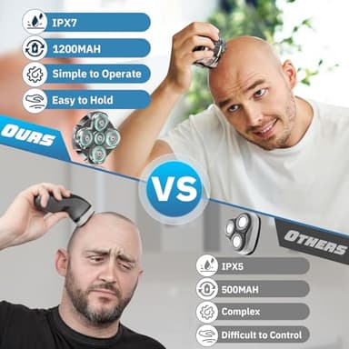 Luctry Head Shavers for Bald Men, Magnetic Electric Razor Hair Trimmer Cordless Rechargeable Electric Shavers 100% Waterproof Dry & Wet Grooming Kit with Led Display - Image 4