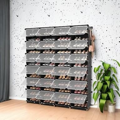 ROJASOP Shoe Storage Cabinet, 12-Tier Shoe Organizer 96 Pairs Extra Large Plastic Shoe Rack with Covers Portable Shoe Rack Organizer with Doors Big Shoe Rack for Closet Entryway Bedroom - Image 5