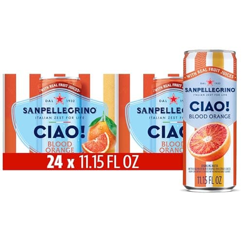 Sanpellegrino CIAO Blood Orange Sparkling Water, Low-Calorie Italian Sparkling Water with Real Fruit Juices, 0g Added Sugar, 24-Pack - Image 1