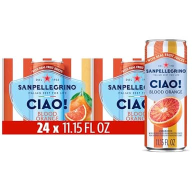 Sanpellegrino CIAO Blood Orange Sparkling Water, Low-Calorie Italian Sparkling Water with Real Fruit Juices, 0g Added Sugar, 24-Pack - Image 1