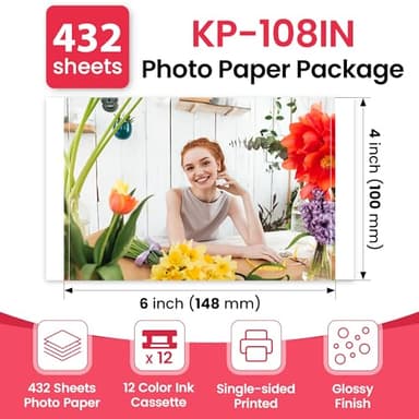 4x Compatible with Canon Selphy KP-108IN Photo Paper and Ink Set, 4x6 inches, 432 Sheets Paper and 12 Pack Color Ink Cassette, Compatible with CP1500 CP1300 CP1200 CP1000 CP910 Printer - Image 2