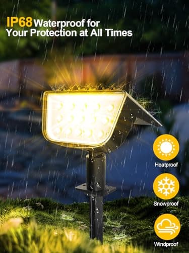 OUGELEE Solar Spot Lights Outdoor, Ultra Bright Solar Garden Lights Warm White, IP68 Waterproof Landscape Spotlights, 800LM 2700K for Yard Garden Wall Driveway, 8 Pack - Image 3