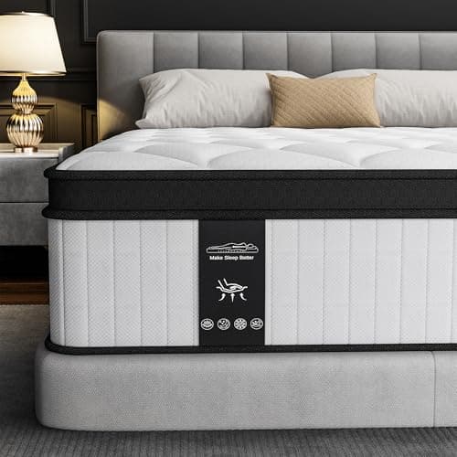 12 Inch King Size Mattress - 2025 Upgraded Hybrid Cooling Gel Memory Foam & Pocket Coils, Medium Firm Mattress in a Box for Back Neck Pain Relief, Motion Isolation, Edge Support, Breathable, White - Image 1