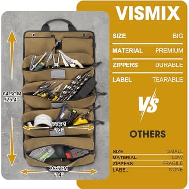 Tool Roll Bag Organizers- Heavy Duty Roll Up Tool Bag Organizer 6 Tool Pouches with Labeled, Small Tool Bag Removable Pouches, Gifts for Electrician,Carpenter, Plumber, Mechanic, Hobbyist - Image 6