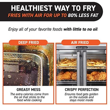 Gourmia Toaster Oven Air Fryer Combo 17 cooking presets 1700W french door digital air fryer oven 24L capacity accessories, convection rack, baking pan tray recipe book GTF7655,Large,Stainless Steel - Image 5