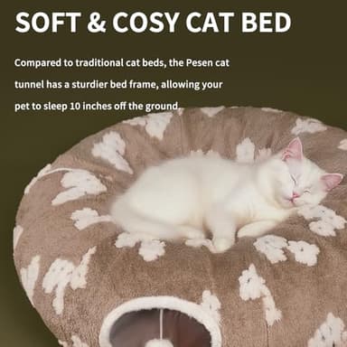 Pesen Christmas Cat Tunnel Bed with Soft Cushion, Cat Toys for Indoor Cats Enhance Bonding Between Pets and Owners, Encourage Exploration, and Satisfy Natural Instincts for Kittens, Dogs, and Rabbits - Image 3