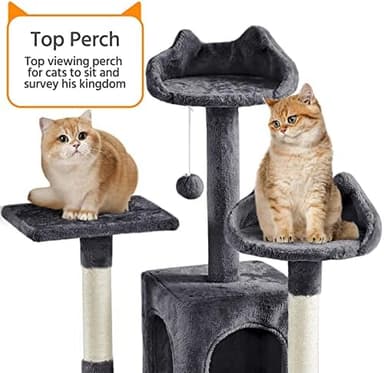 Yaheetech 72-inch Cat Tree, Multi-Level Cat Tower with 2 Condos & 6 Scratching Posts, 3 Perches & Detachable Toy Ball, Pet Furniture Play House for Kittens/Cats, Dark Gray - Image 4