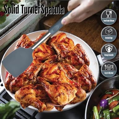 NAMAPRODX Silicone Spatulas set for kitchen use : Heat Resistant Turner & Slotted Silicone Spatula for Cooking, Non Toxic Kitchen Utensils, Ideal kitchen spatula turner for Eggs & Pancakes (Gray) - Image 6