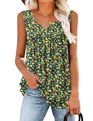 BETTE BOUTIK Women's Plus Size Sleeveless Tops Button Down Ladies Sleeveless Tops and Blouses LYellowOrange Large - Image 1