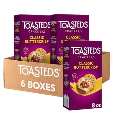 Toasteds Crackers, Party Snacks, Lunch Snacks, Classic Buttercrisp (6 Boxes) - Image 1