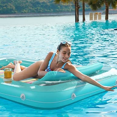 Inflatable Tanning Pool Lounger Float - Jasonwell 4 in 1 Sun Tan Tub Sunbathing Pool Lounge Raft Floatie Toys Water Filled Tanning Bed Mat Pad for Adult Blow Up Kiddie Pool Kids Ball Pit Pool (XL) - Image 6
