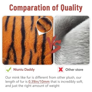 Niuniu Daddy 20" | 3.3 Pound Tiger Weighted Stuffed Animals for Adults, Stuffed Tiger Plush Toy for Toddler Teens Kids, Large Fluffy Plushy Pillow with Soft Fur for Present Christmas Birthday - Image 6