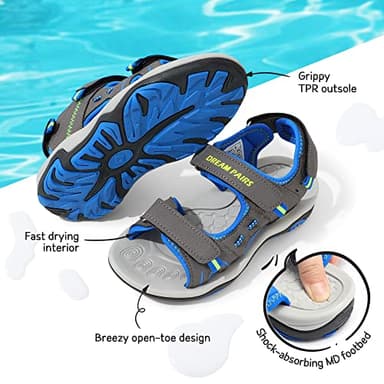 DREAM PAIRS Boys Girls Fashion Athletic Summer Sports Sandals(Toddler/Little Kid/Big Kid),Size 1 Little Kid,Dark/Grey/Royal/neon/Green,170891_K - Image 3