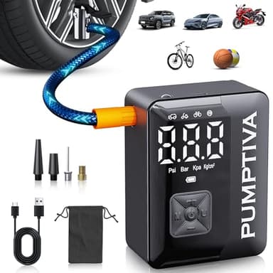 Tire Inflator Portable Air Compressor, 150 PSI Portable Electric Bike Pump Auto Shut-Off Cordless Car Tire Air Pump with Accurate LCD Display LED Light for Car, Motorcycle, Bicycle, Bike, Ball - Image 9