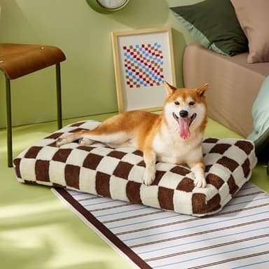 Lesure Dog Beds Large Sized-Thick Shredded Chopped Foam Pet Bed Indoor with Removable Cover, Cute Modern Fuzzy Plush & Anti Slip Bottom, Brown - Image 6