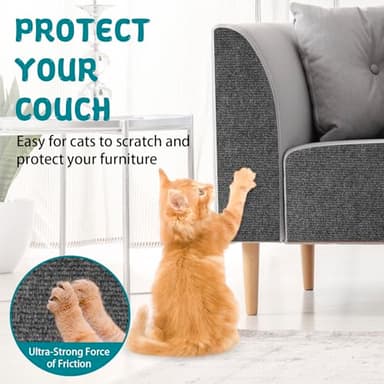 Climbing Cat Scratcher Mat Trimmable Cat Scratching Post Carpet 78.7'' x15.8'' Self Adhesive Carpet Mat Pad Replacement for Cat Tree Shelves Post Couch Wall Furniture Steps DIY Protector (Dark Gray) - Image 4