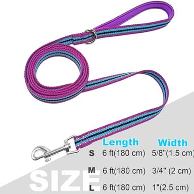 Mycicy Soft Cotton Dog Leash, 6 FT Lightweight Dog Lead for Dogs Training, Reflective- Padded Handle for Small Medium Large Dogs Outdoor Walking (Purple-L) - Image 4