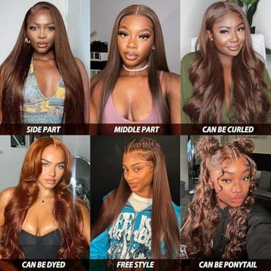Cypha 28 Inch Chocolate Brown Lace Front Wigs Human Hair Pre Plucked 13x6 Straight Lace Front Wigs Human Hair 180% Density Colored #4 Light Brown Glueless Wig HD Lace Frontal Wigs for Women - Image 6