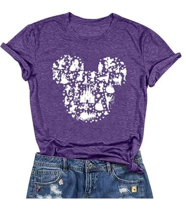 Women Graphic Shirts Magical Shirt for Women Castle Kingdom Fairy Graphic Tshirt Summer Casual Short Sleeve Halloween Tee Tops-L (Dark Purple) - Image 1