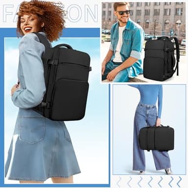 ZOMFELT Travel Backpack for Women Men, Carry on Backpack, TSA 15.6 inch Laptop Backpack Flight Approved, Personal Item Travel Bag Nurse Bag Casual Daypack for School Weekender Business Trip, Black - Image 5